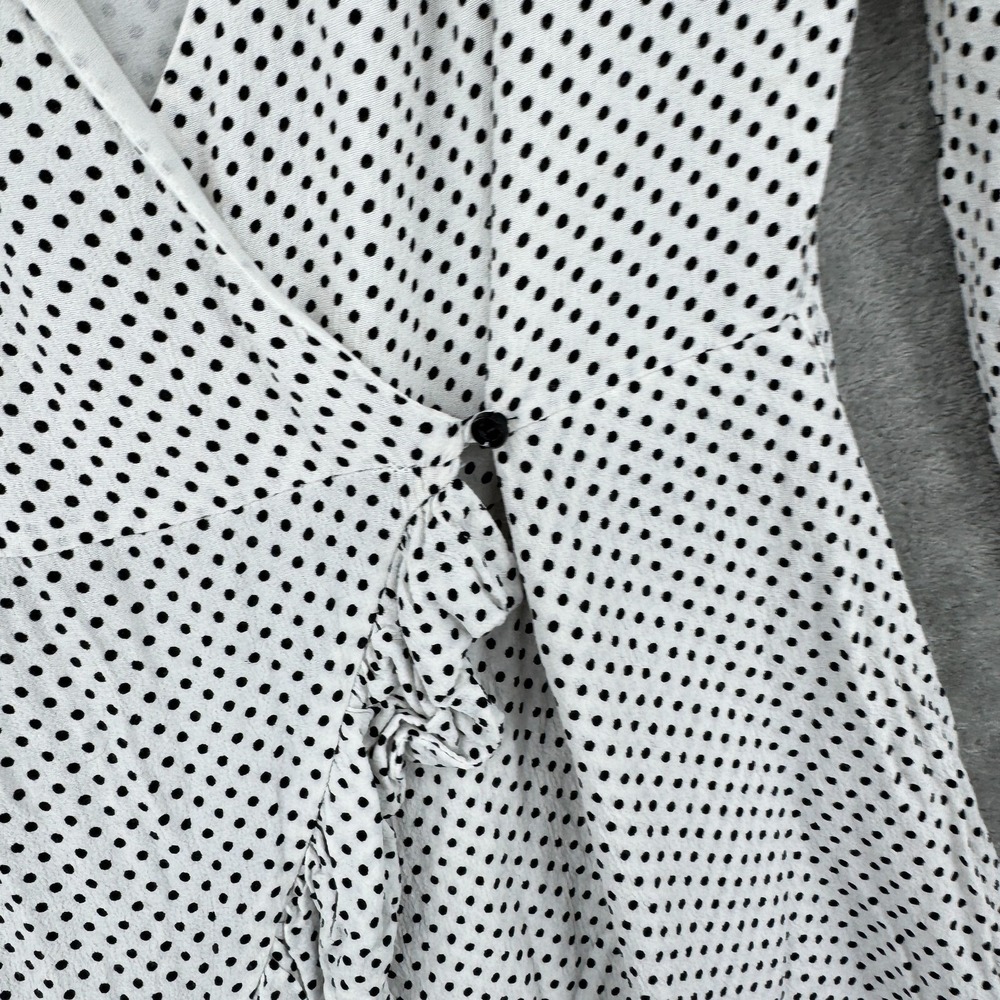 Zara Romper Womens Medium Polka Dot Ruffle Puff Sleeves Retro Wrap Black White - Picture 5 of 11